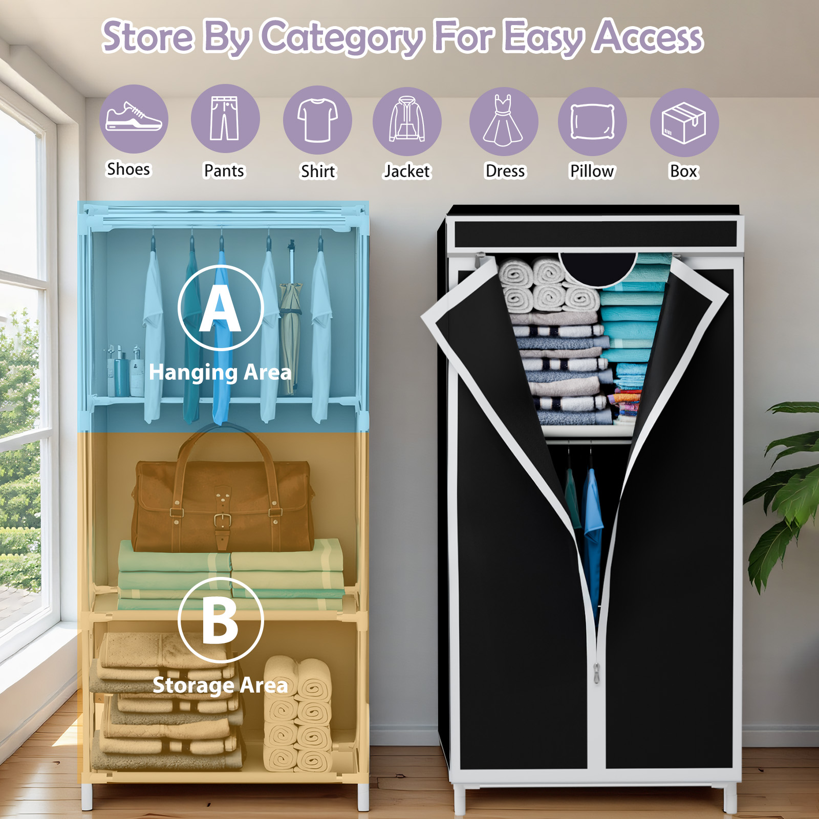 Портативный тканевый шкаф-гард – обзор и цена Wardrobe Closet Portable Fabric Cover