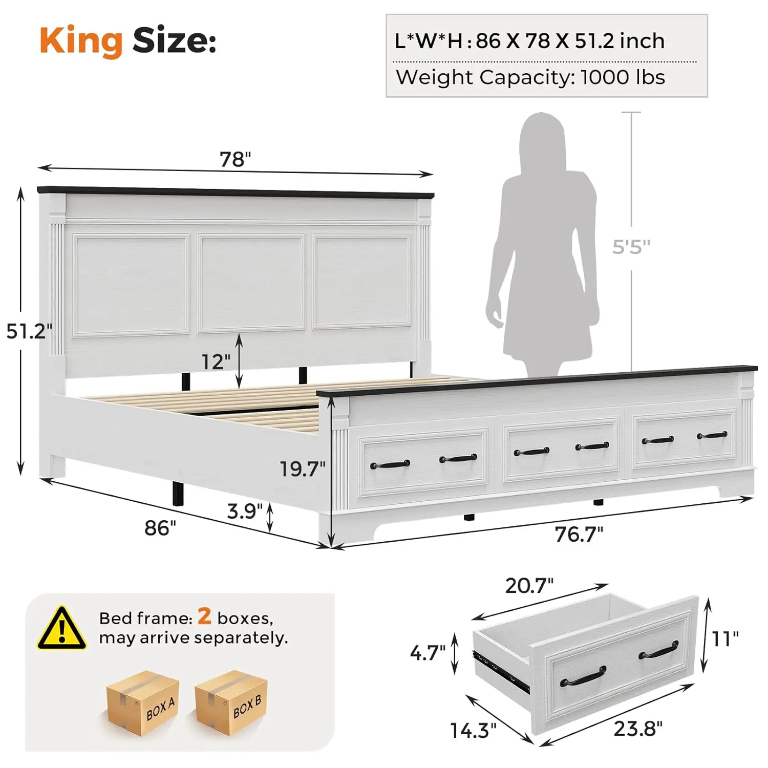 Каркас кровати в стиле фермерс – обзор и цена King Size Bed Frame With Storage Drawers