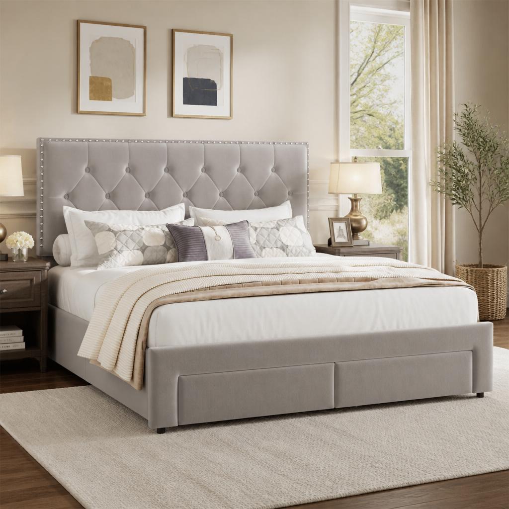 Каркас кровати размера «king s – обзор и цена King Size Bed Frame With Storage Drawers