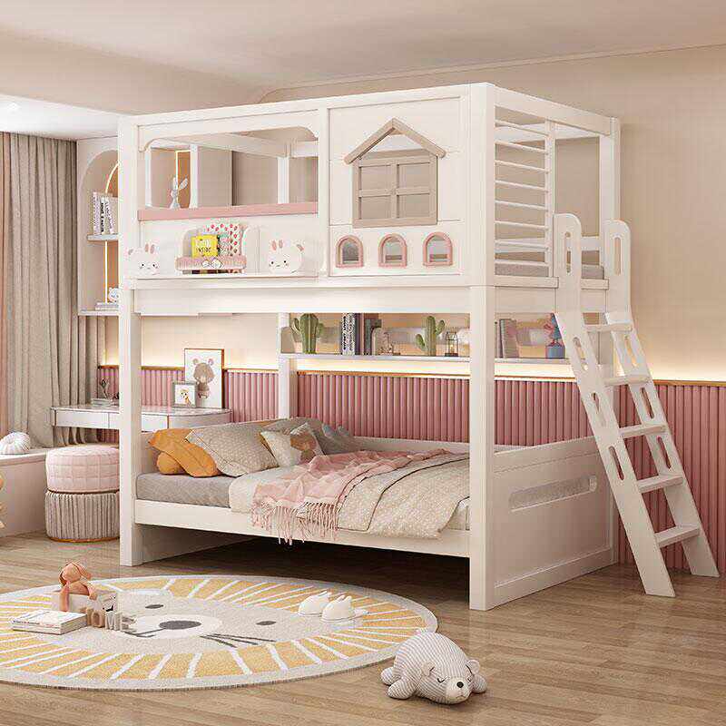 Современная розовая двухъярусн – обзор и цена Bunk Bed With Stairs And Slide